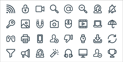 user interface line icons linear set quality vector image