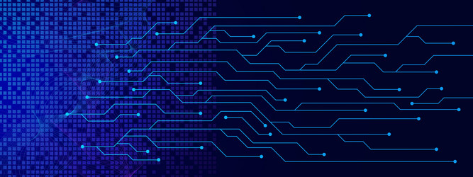 circuit board texture with wave flow digital data vector image