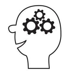 Human head face icon black line silhouette gears vector