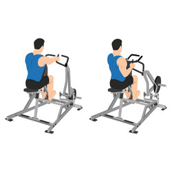 man doing seated lever machine one arm row vector image