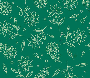 Seamless pattern outline flowers background vector