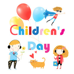 Children day holiday card with text and vector