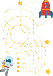 maze game for children spaceship and astronaut vector