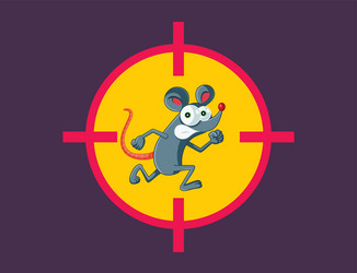 scared cartoon mouse being targeted vector