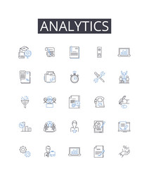 analytics line icons collection data mining vector image