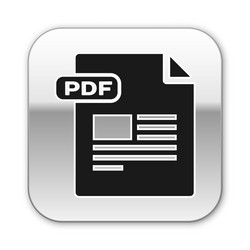 black pdf file document download button icon vector image