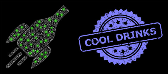 distress cool drinks seal and bright web net vector image