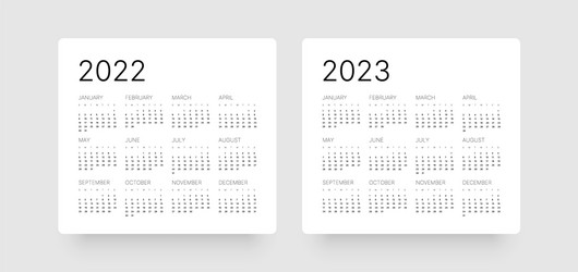 Monthly calendar template for 2022 and 2023 years vector