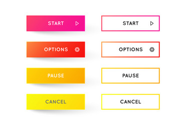 set of modern gradient app or game buttons trendy vector