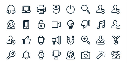 user interface line icons linear set quality vector image