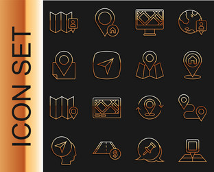 set line folded map with location marker route vector image