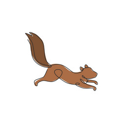 single continuous line drawing of luxury squirrel vector