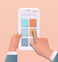 Developer hands creating mobile user interface vector