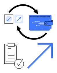 digital wallet for secure transactions with data vector image