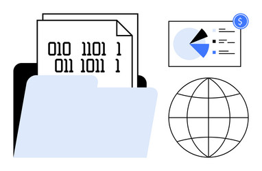 files with binary data global network vector image