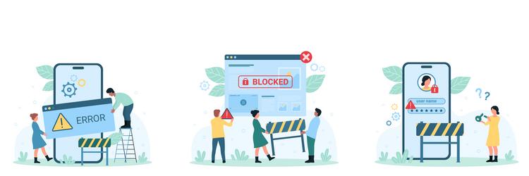 network error account block set tiny people vector image
