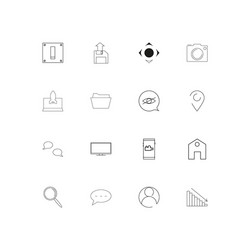 User interface linear thin icons set outlined vector