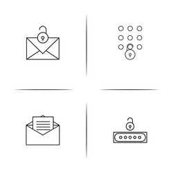 cyber security simple linear icon setsimple vector image
