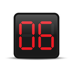 digital countdown display with red number 6 vector image