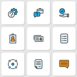 job icons colored line set with message task list vector image