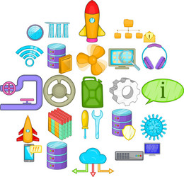 Modern technology icons set cartoon style vector