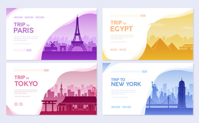 Travel Information Cards - Cityscapes Vector Image