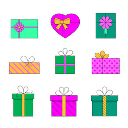 Gift box color flat vector