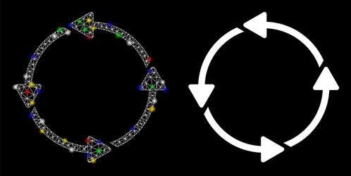 glossy mesh 2d circular route icon with flash vector image
