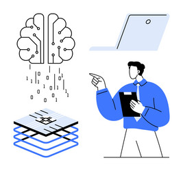 artificial intelligence integration with machine vector image