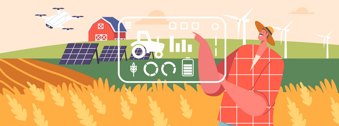 Modern farmer male character use precision farming vector