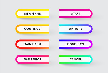set of modern gradient app or game buttons trendy vector image