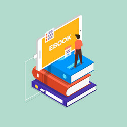 flat design concept ebook the man stand on book vector