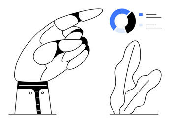hand pointing at data visualization chart vector image