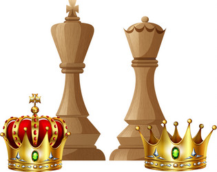 King and queen pieces of chess game vector