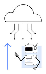 robot pointing towards cloud computing vector image