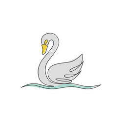 single continuous line drawing of elegance swan vector