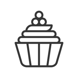 cute cup cake sweets and dessert outline icon vector