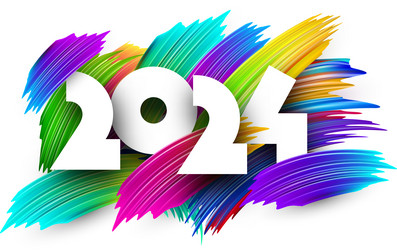 new year 2024 paper numbers for calendar header vector