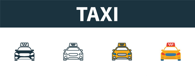 Taxi icon set four simple symbols in different vector