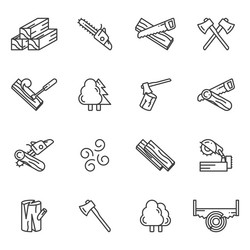 a set of icons related to processing felling vector image