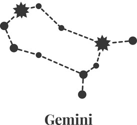 gemini constellation map showing the twin shape vector image