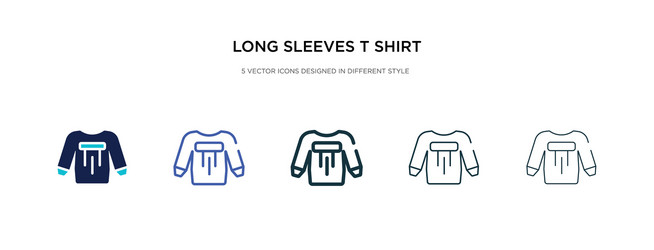 Long sleeves t shirt icon in different style two vector