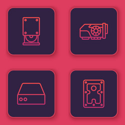 set line optical disc drive server data web vector image