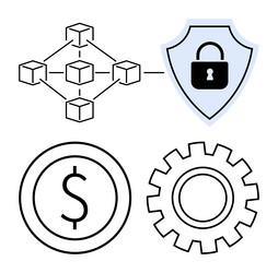 blockchain network with security shield currency vector image