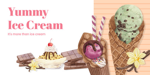 Blog header template with ice cream flavor vector