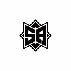 Sa monogram logo with hexagon shape and line Vector Image