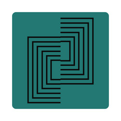 colored icon with outline print of linear square vector image
