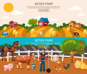 Happy kids at farm banner Royalty Free Vector Image