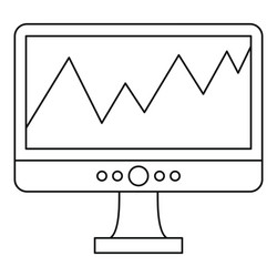 graph on the computer monitor icon outline style vector image