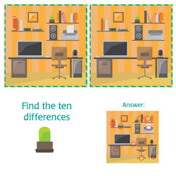 cartoon of finding differences between vector image